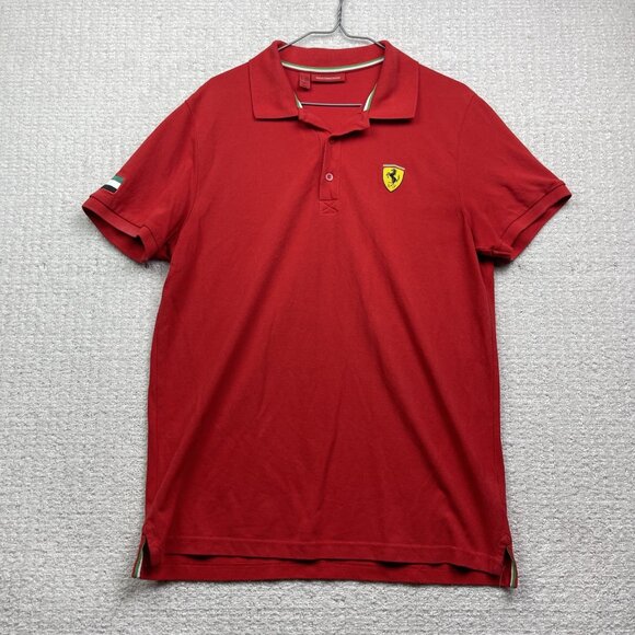 VTG Scuderia Ferrari x UAE United Arab Emirates Men’s Red Polo Shirt Sz L Racing - Picture 1 of 15